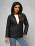 Damen-Cropped-Pufferjacke in Matt-Schwarz mit Kapuze